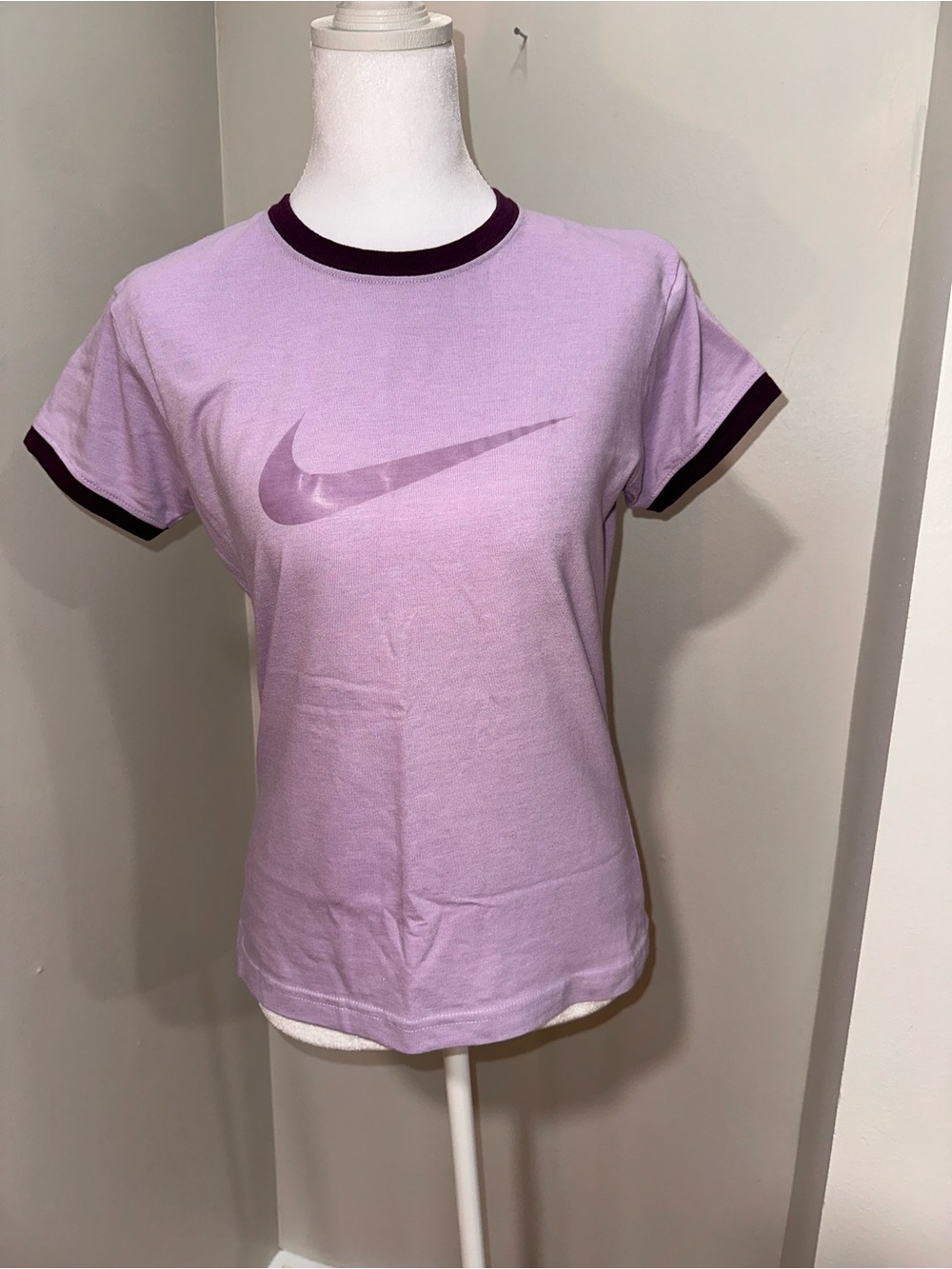 Nike Lavender Short-Sleeve Ringer Tee with Plum Trim